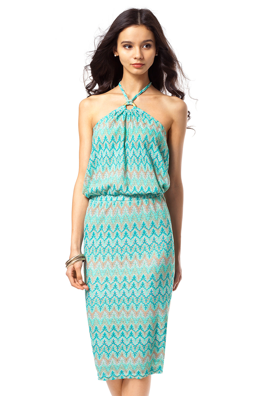 Фото товара 9014, летнее платье с подкладом и лямочками через шею