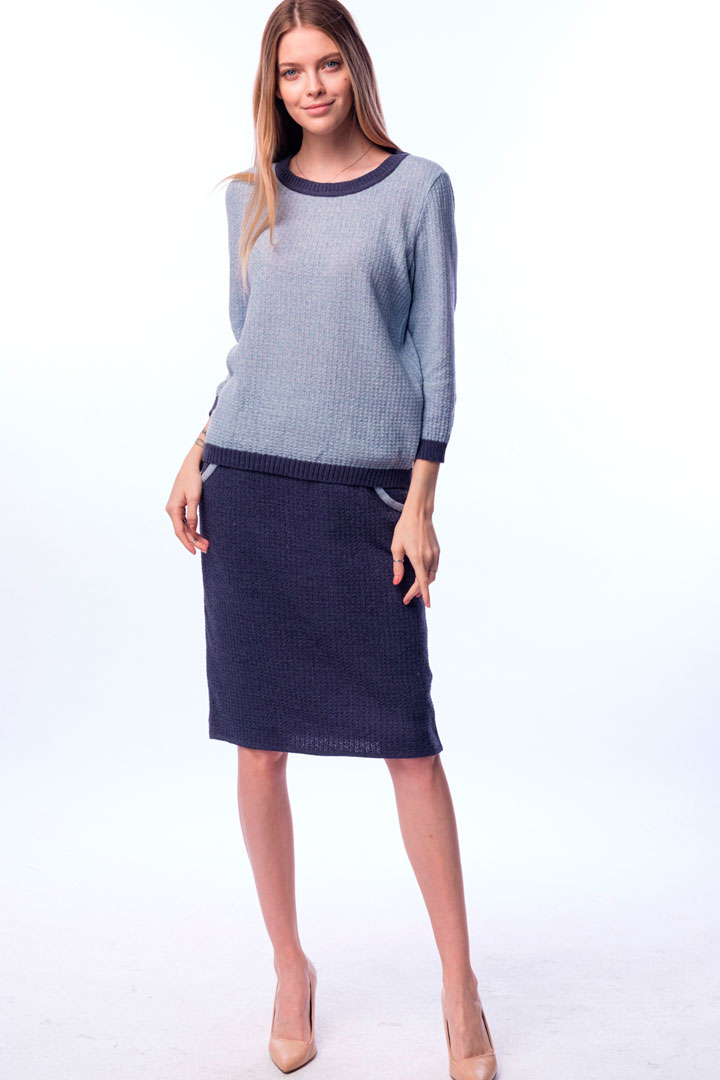 Фото товара 18871, синий вязаный костюм